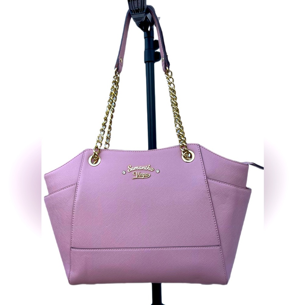 Japan Brand Samantha Vega Pink Saffiano Leather Chain Tote bag